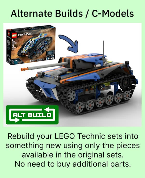 Alternative models built only with the parts from a single official LEGO Technic set.