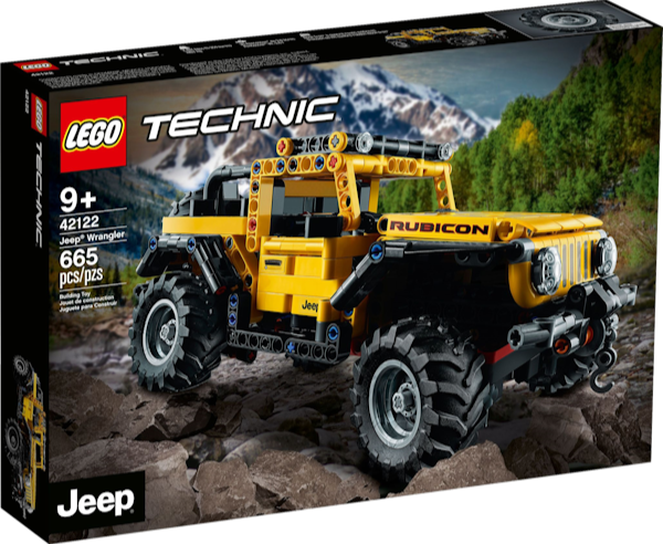 Lego Technic 42122 Jeep Wrangler was released in 2021 featuring 665 pieces.