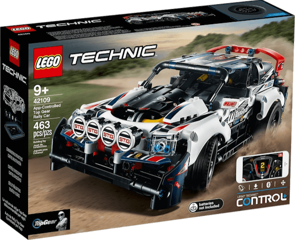 Lego Technic 42109 App-Controlled Top Gear Rally Car was released in 2020 featuring 463 pieces.