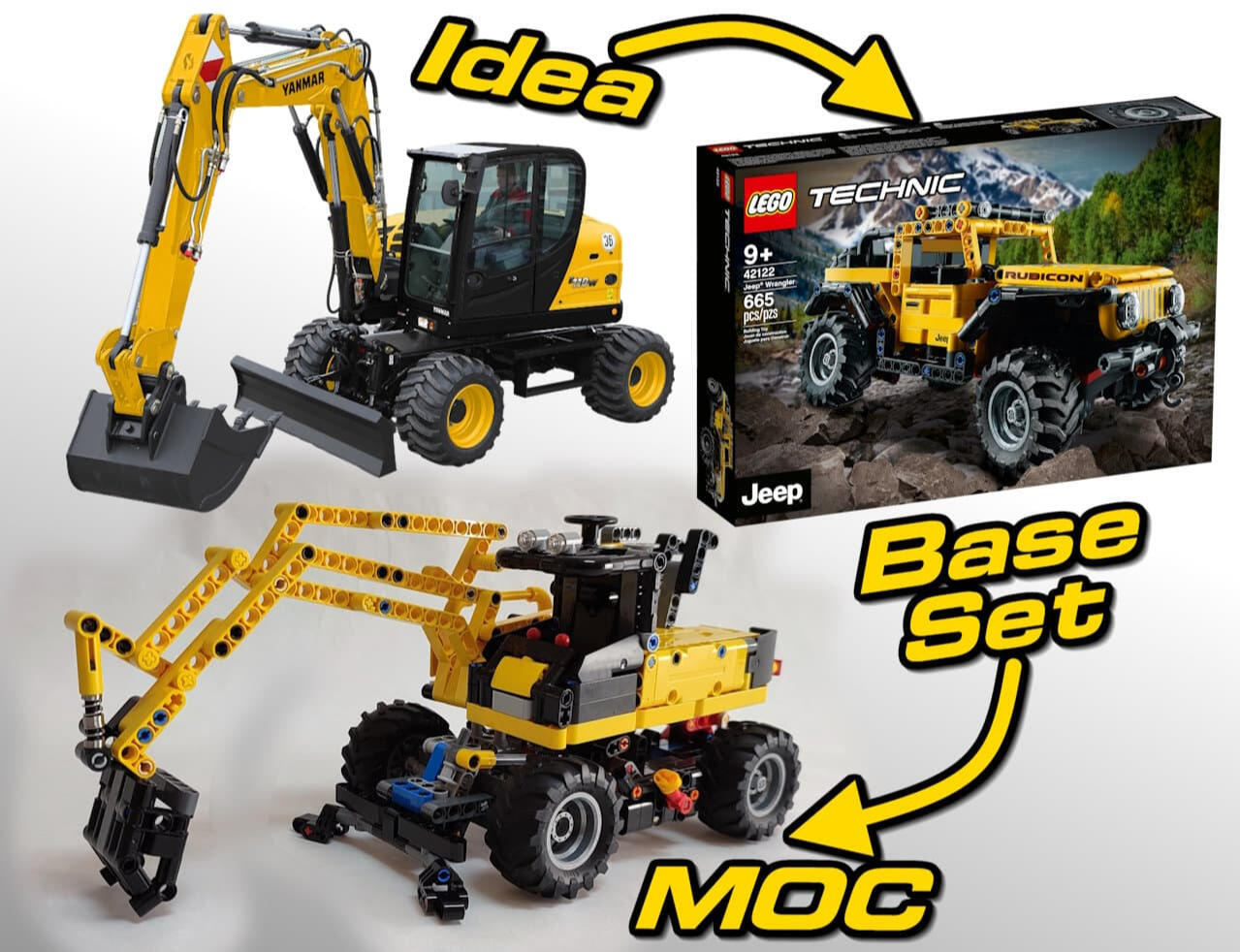 Lego Technic 42122 Compact Wheeled Excavator MOC - Premium Building Instructions
