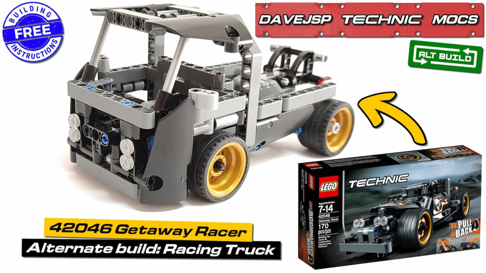 Lego Technic 42046 Racing Truck MOC - FREE Building Instructions